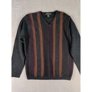 Vintage Banana Republic Wool Sweater Men's Medium Green Knit vneck Pullover 80s